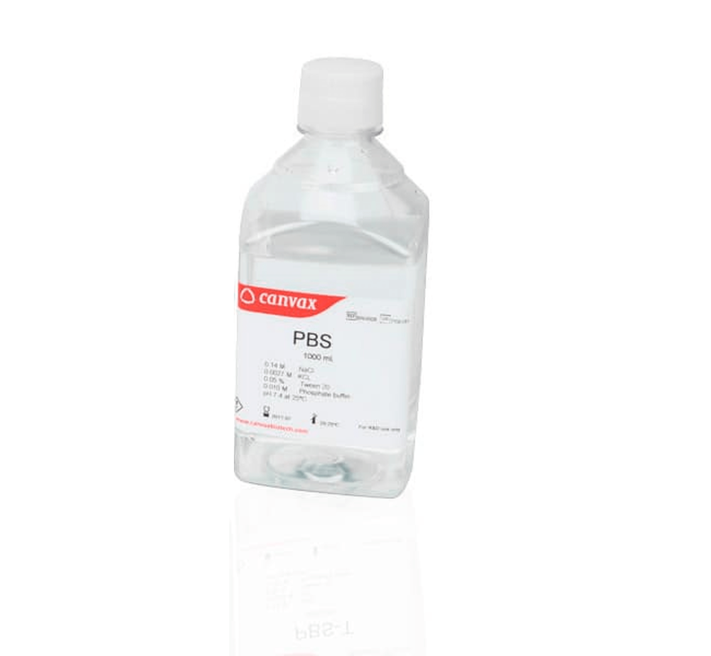 bottle of sterile PBS pH 7.4 buffer solution